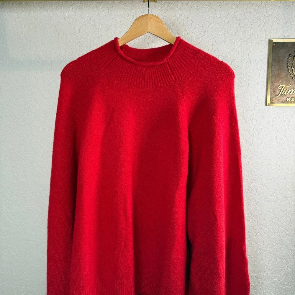 J Crew Red Mock Neck Merino Wool Blend‎ Sweater XXL